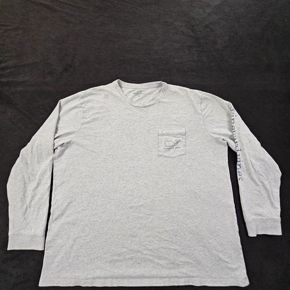 Vineyard Vines Gray Long Sleeve Cotton T-Shirt Men's 2XL